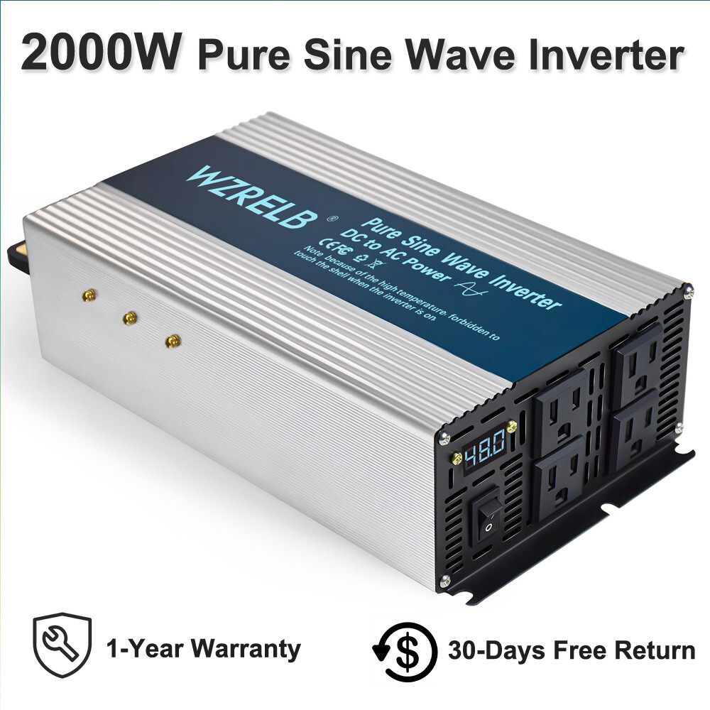 2000W Pure Sine Wave Power Inverter 36V to 120V Camp Motor Car Home Solar System
