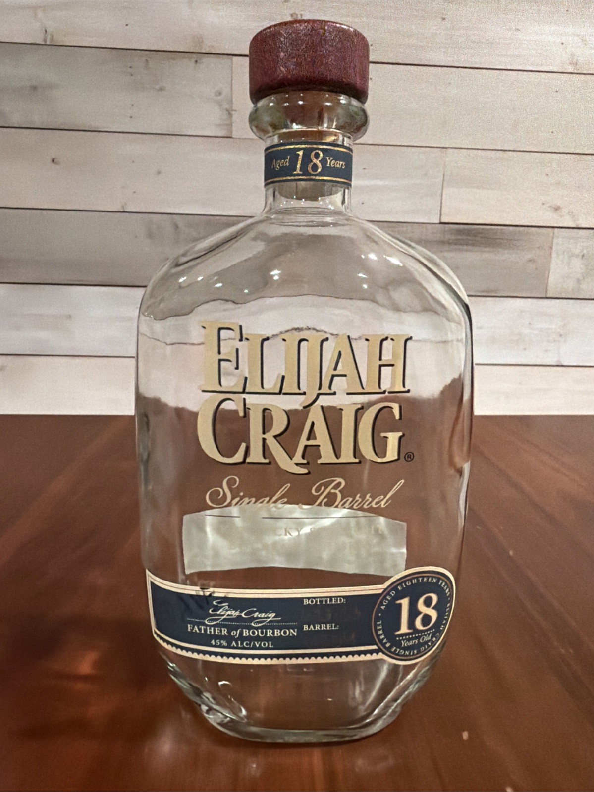 Elijah Craig 18 Year Single Barrel Bourbon Empty Bottle 2.23.23