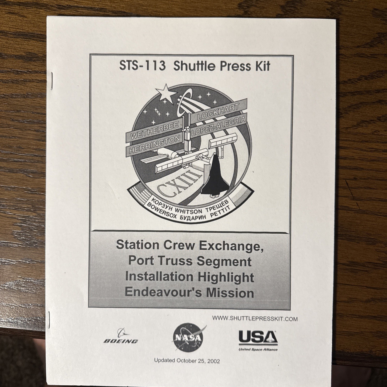 STS-113 Shuttle Press Kit, Station Crew Exchange, Port Truss Segment, …