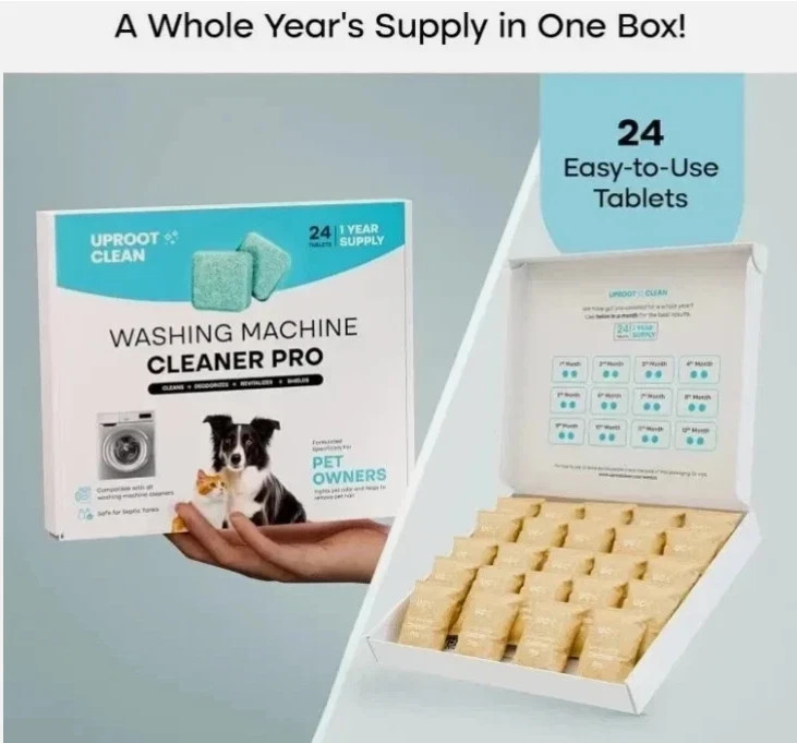 Uproot Clean Washing Machine Cleaner Tablets - 24 Pack for a 12 Month Supply. Fo