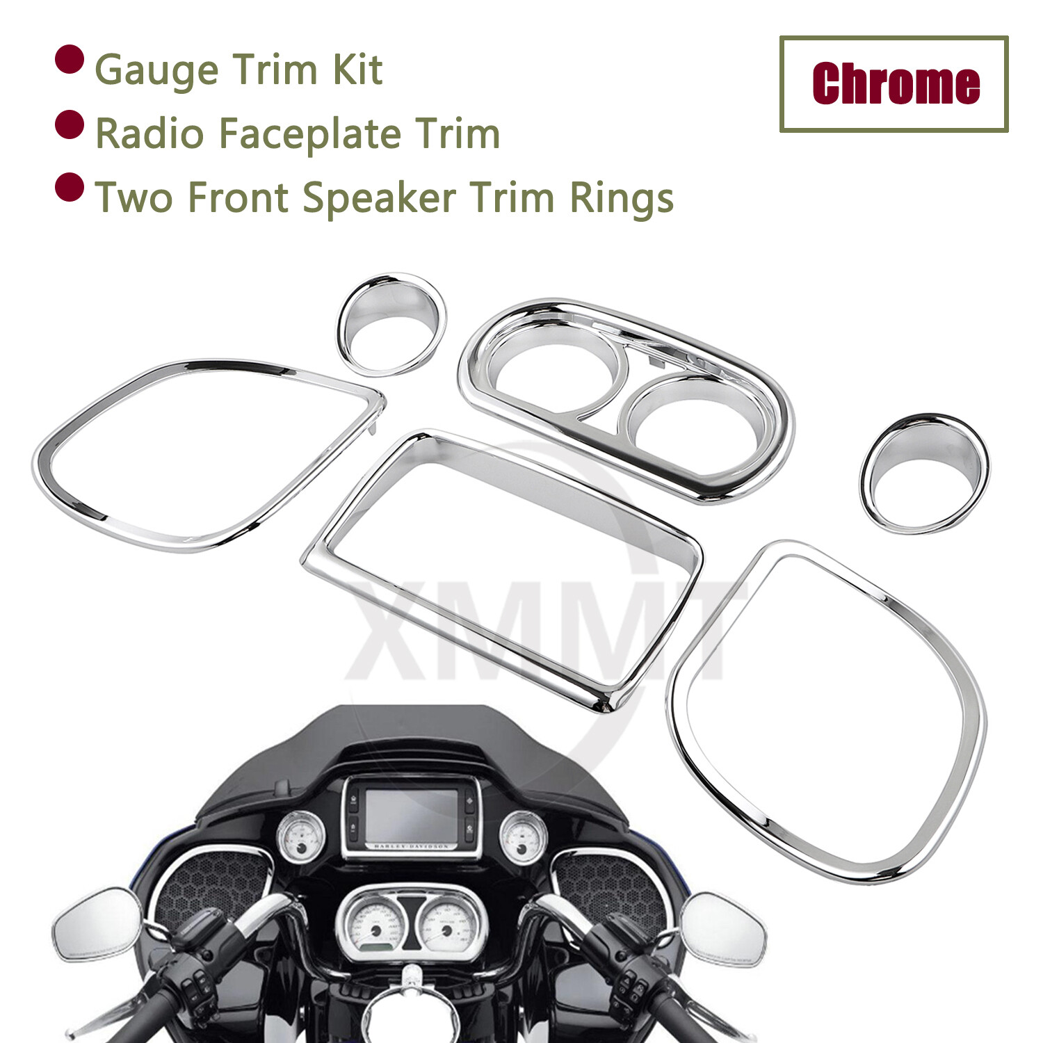 Inner Fairing Gauge Trim Speaker Radio Cover Kit For Harley Road Glide FLTRX 15+
