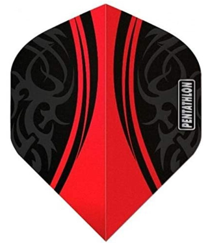 PENTATHLON Red/Black Standard Dart Flights  100 Micron - 5 sets (15 flights)