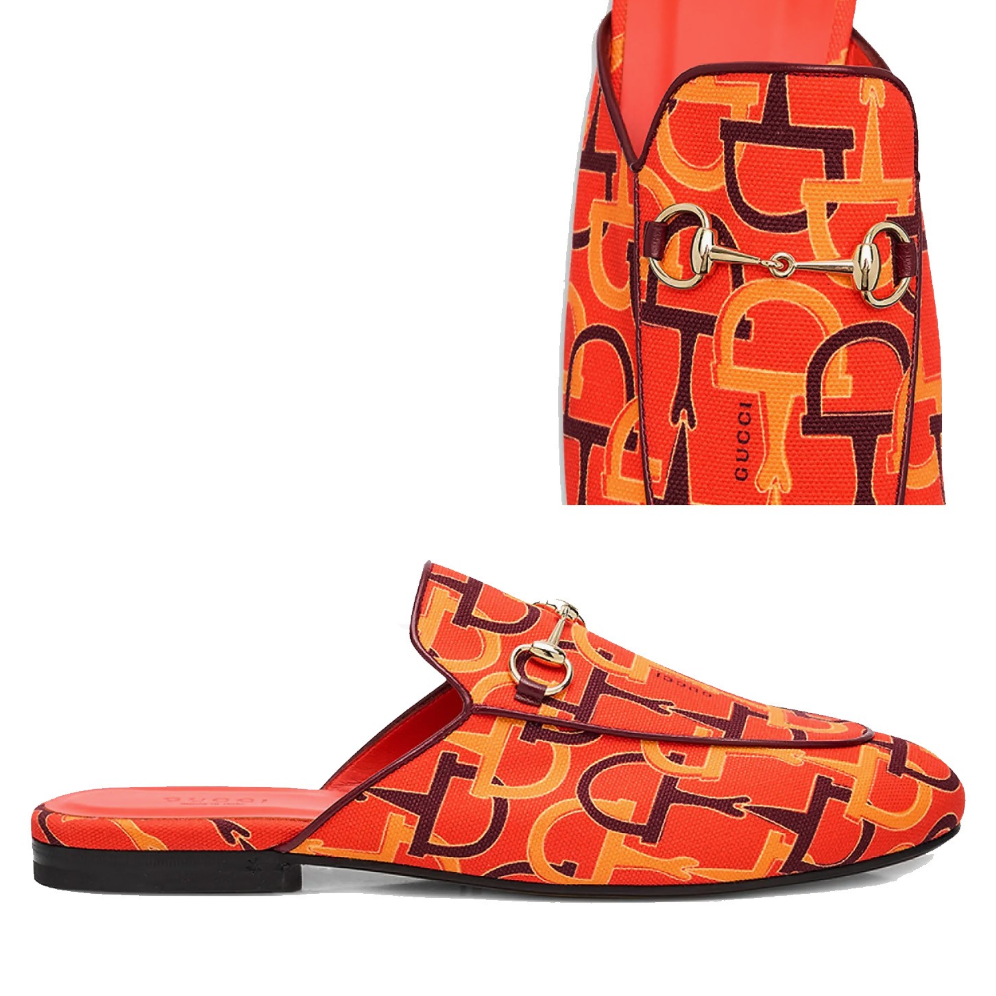 GUCCI SHOES PRINCETOWN HORSEBIT PRINT LOAFER MULE $990 sz 38.5 8.5