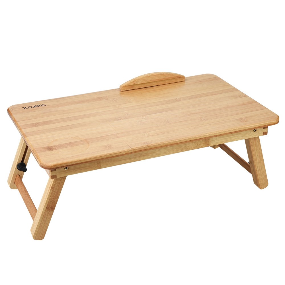 Portable Bamboo Laptop Desk for Bed Sofa Reading Working with Cup Holder