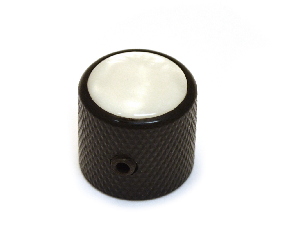 (1) Black/Pearloid Metal Dome Guitar/Bass Knob for 6mm Split Shaft K-MDWP-B