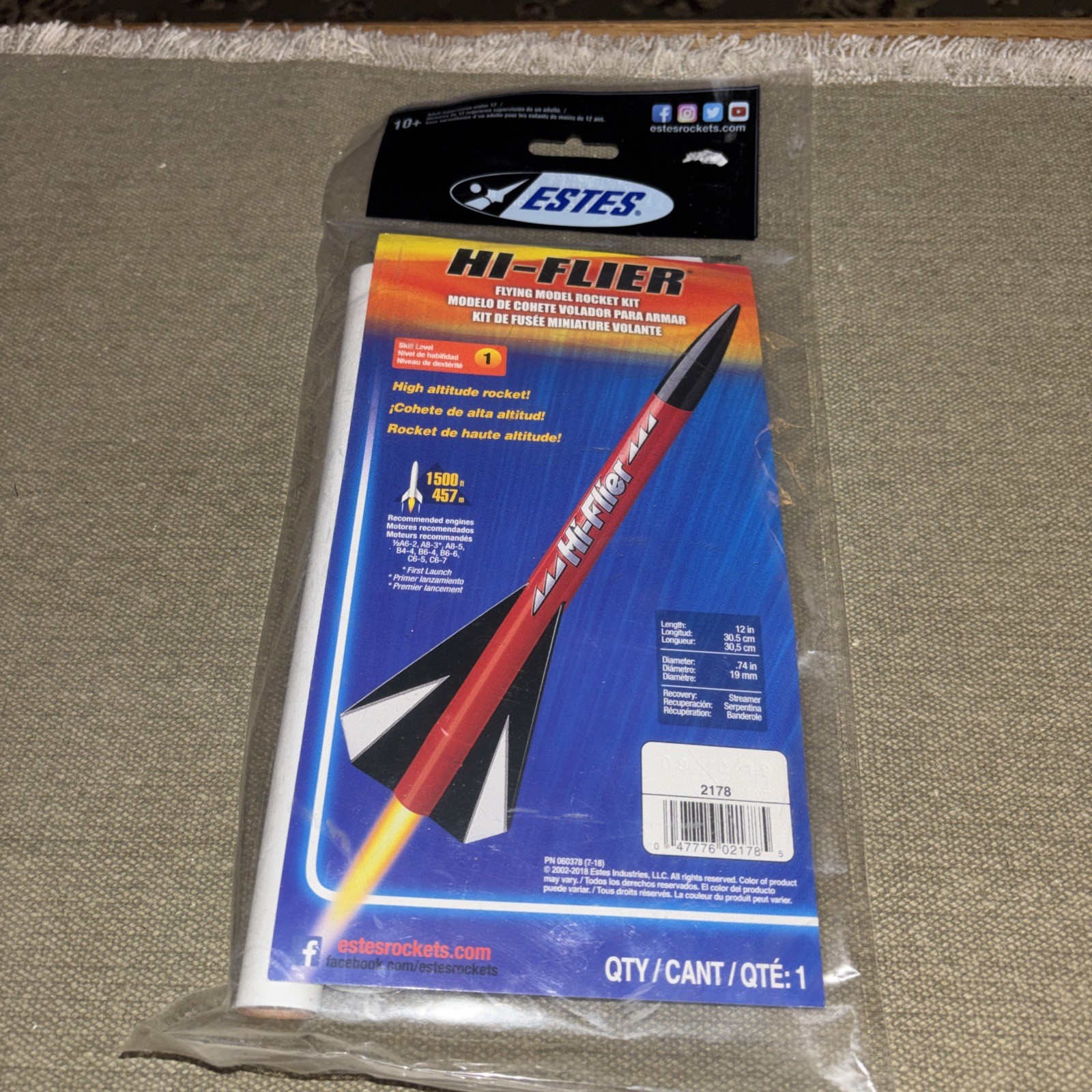 Estes Hi Flier #2178 High Altitude Vintage Flying Model Rocket Kit New Sealed