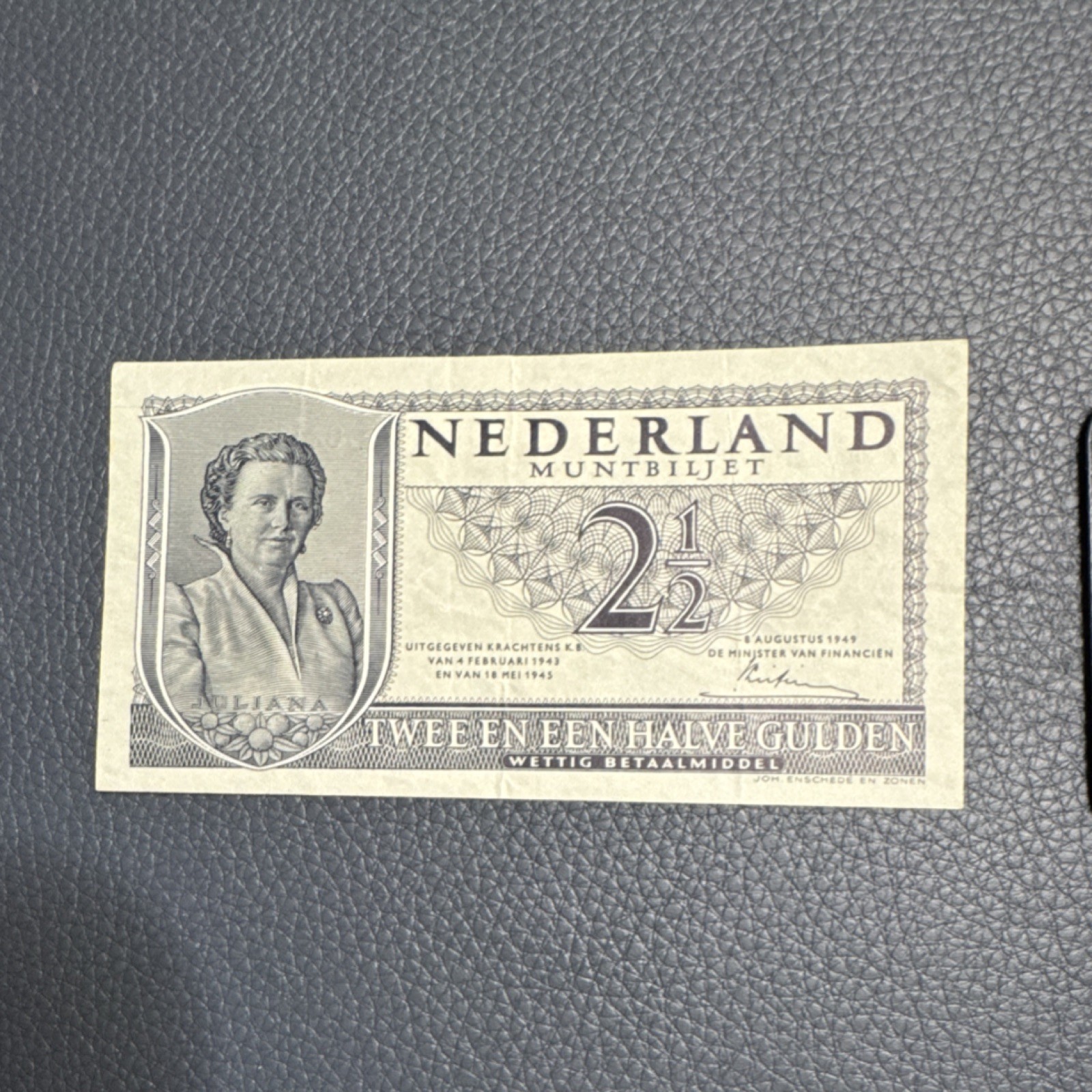 Netherlands 2 1/2 Gulden Banknote 1949 Dutch Paper Money