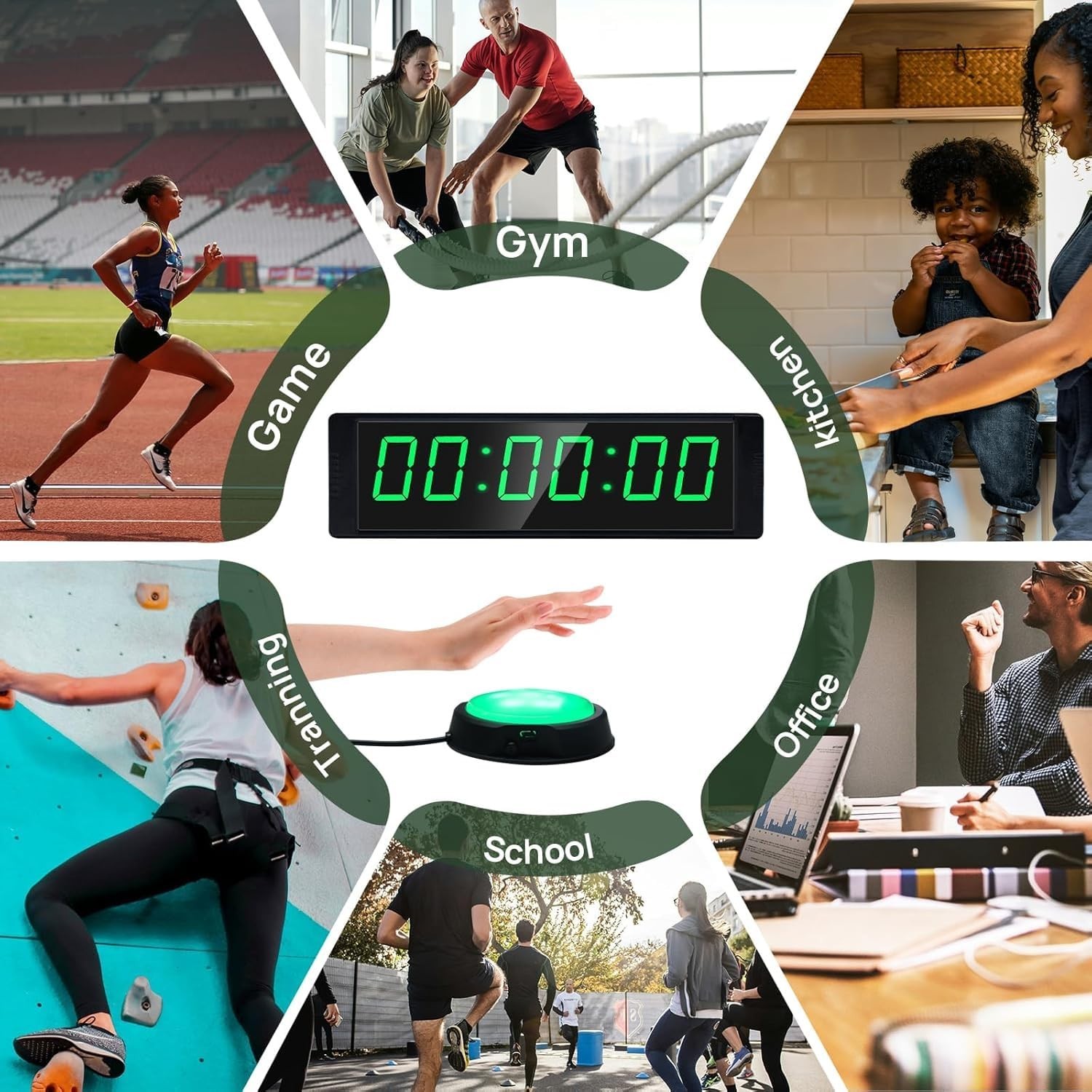 Digital Gym Clock with Interval Timer & Stopwatch, Remote Control, 12/24H Wall C