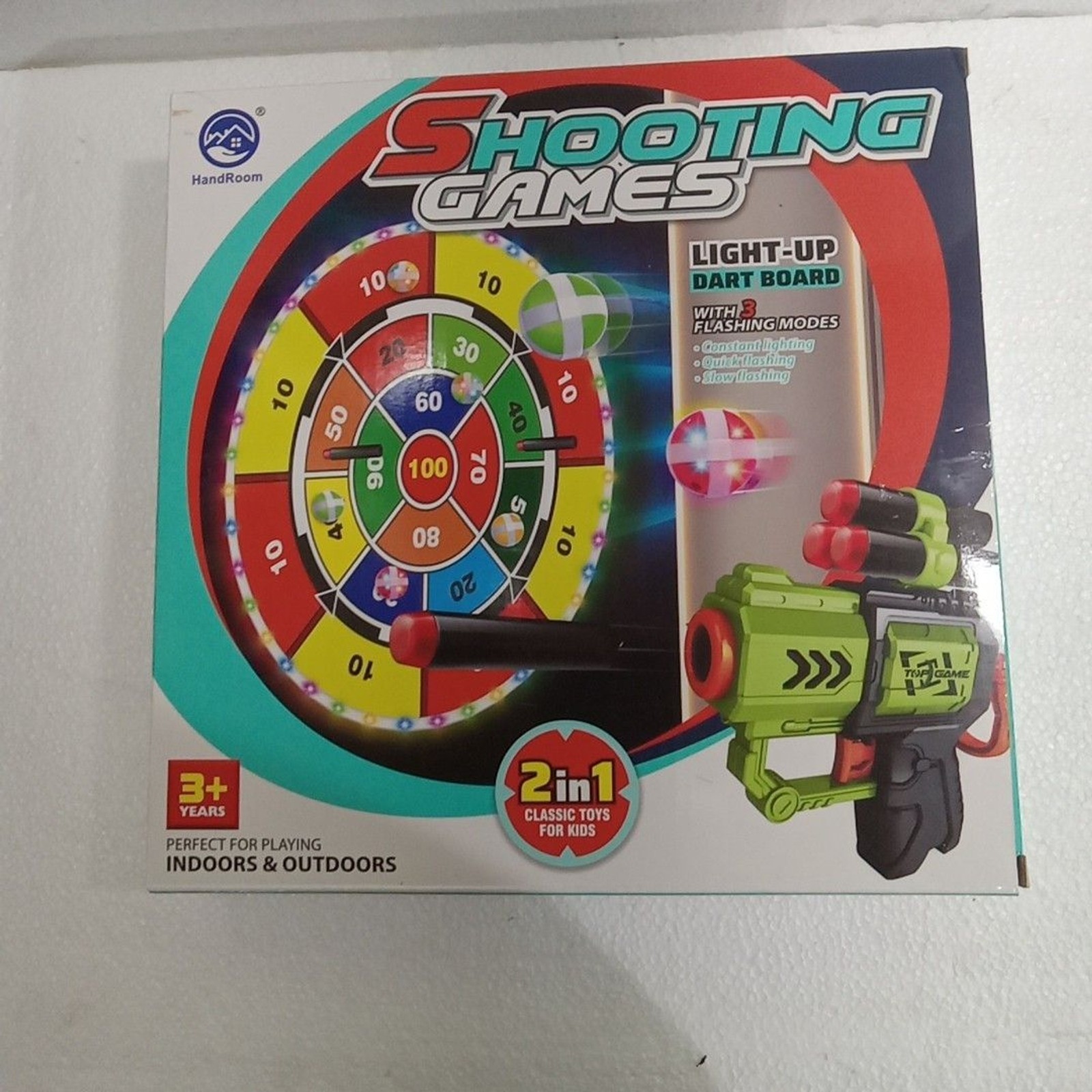 Handroom Shooting Games Children Light Up Dart Board -  NEW In Box - Ages 3+