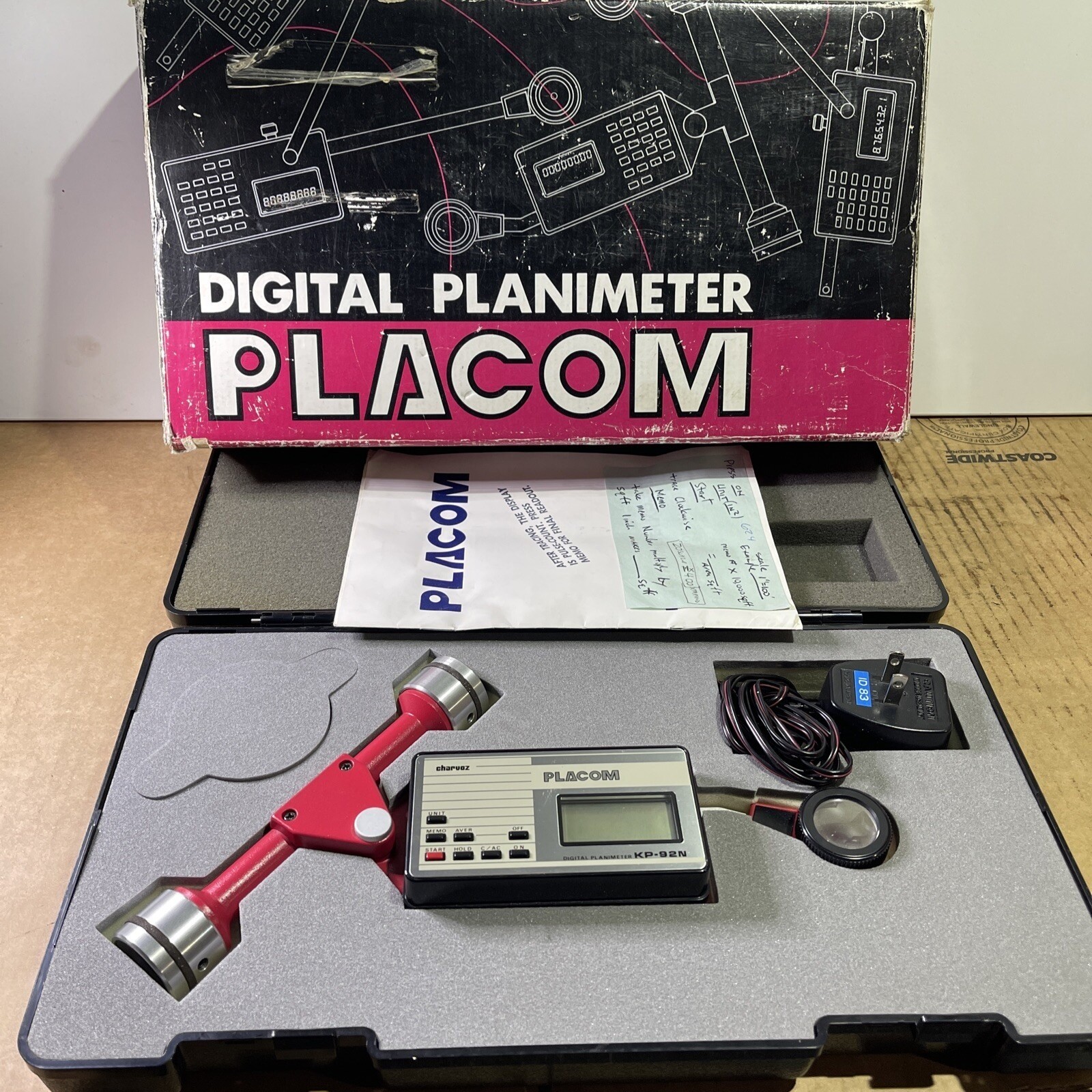Placom Charvoz KP-92N Digital Planimeter with Case, Manual and Original Box