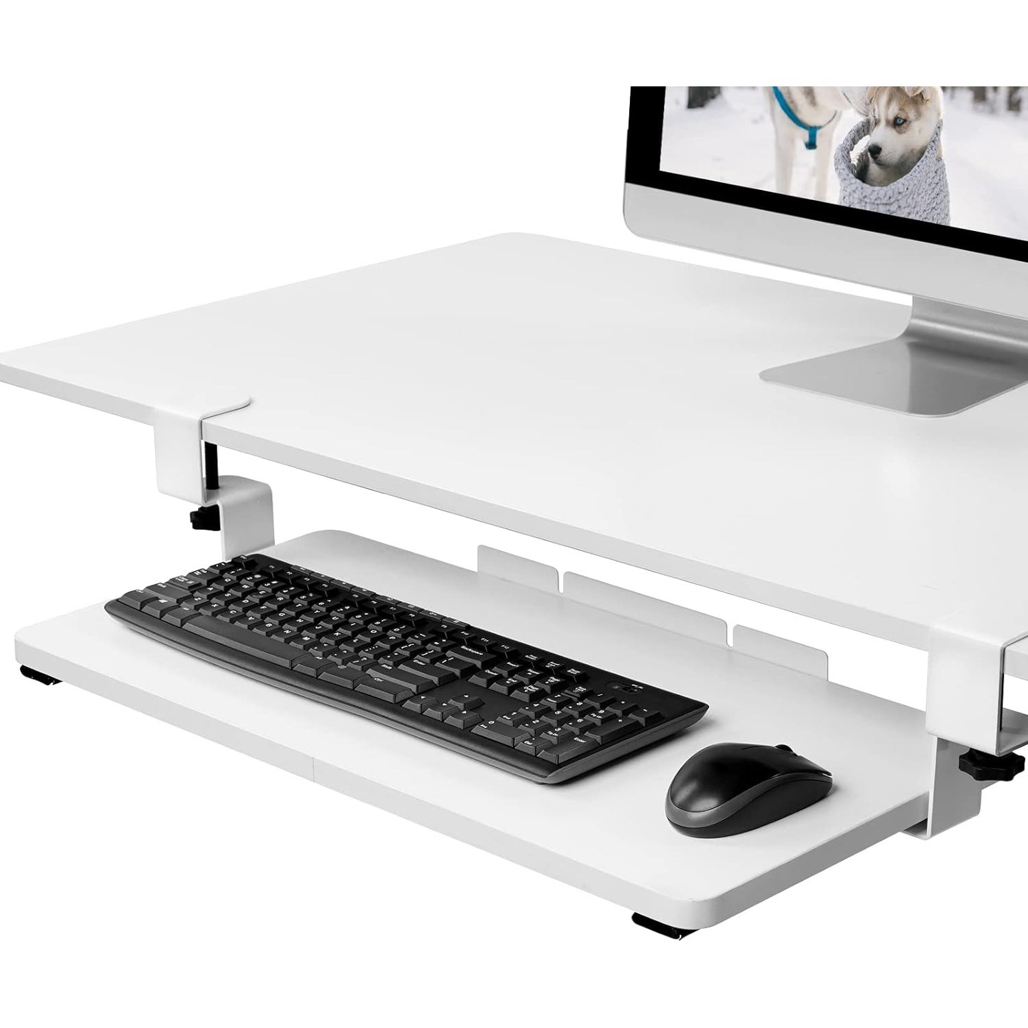 Flexispot Keyboard Tray WHITE Desk Accessory, Clamp-On Desk, 25" x 12" KT3W