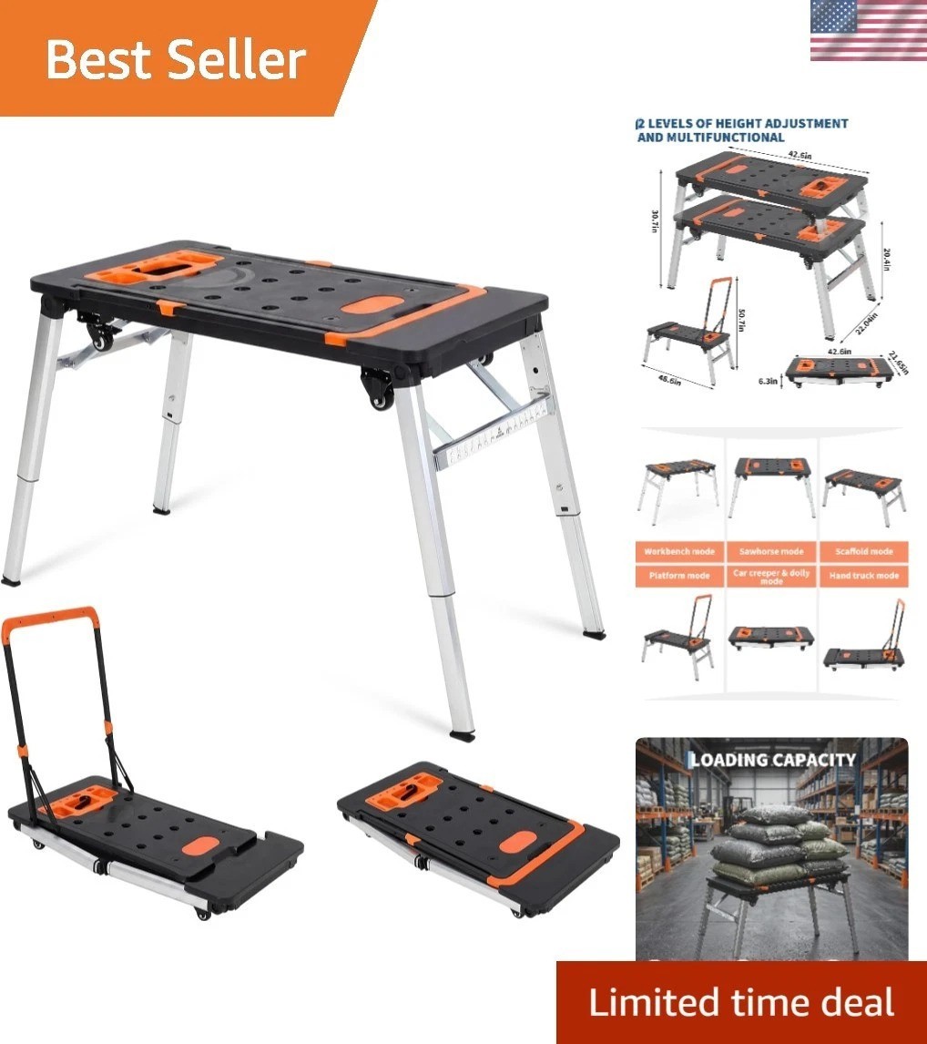 Organized Aluminum 7-in-1 Work Table: Portable & Space-Saving for All Projects
