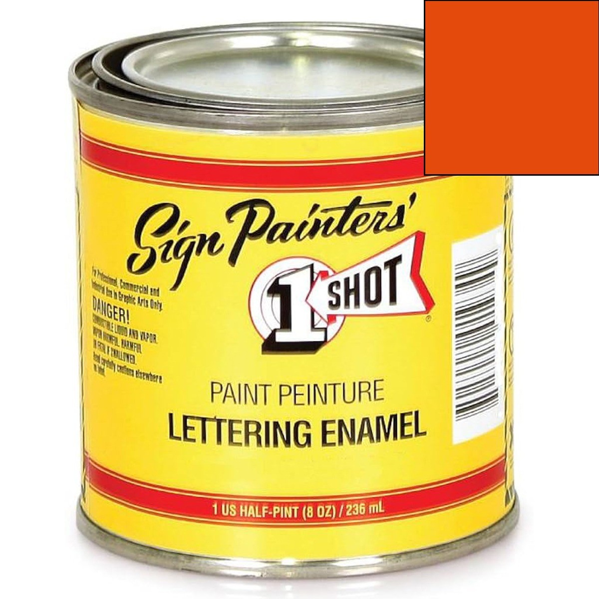 One-Shot 124L-HP Oil Based Orange Lettering Enamel (1/2 Pint)