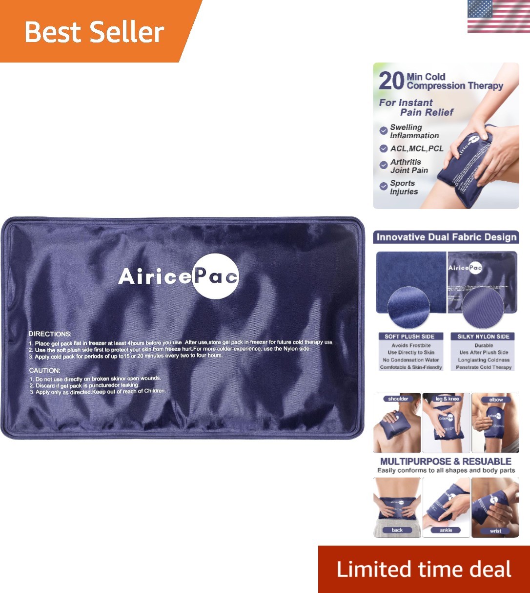Soothe Muscle Pain with Our 7”x11” Reusable Gel Ice Pack – Ideal for Injuries