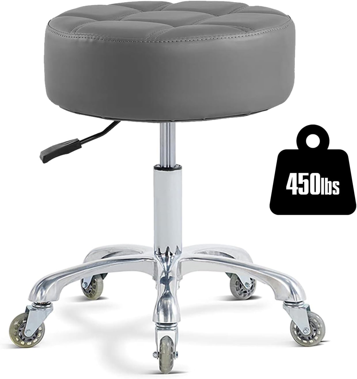 Rolling Stool with Wheels 21 inches (H) x 14 (W) x 14 (D), Grey