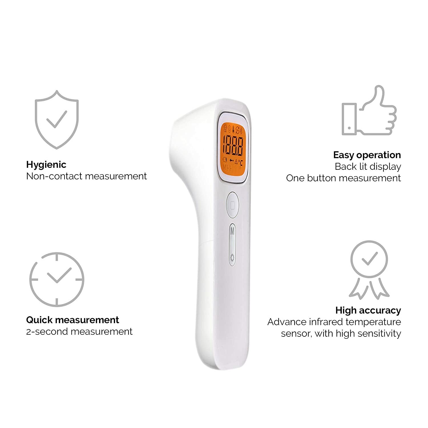 Dayoumed NX-2000 Infrared Forehead Temperature Gun Thermometer W/LCD Display