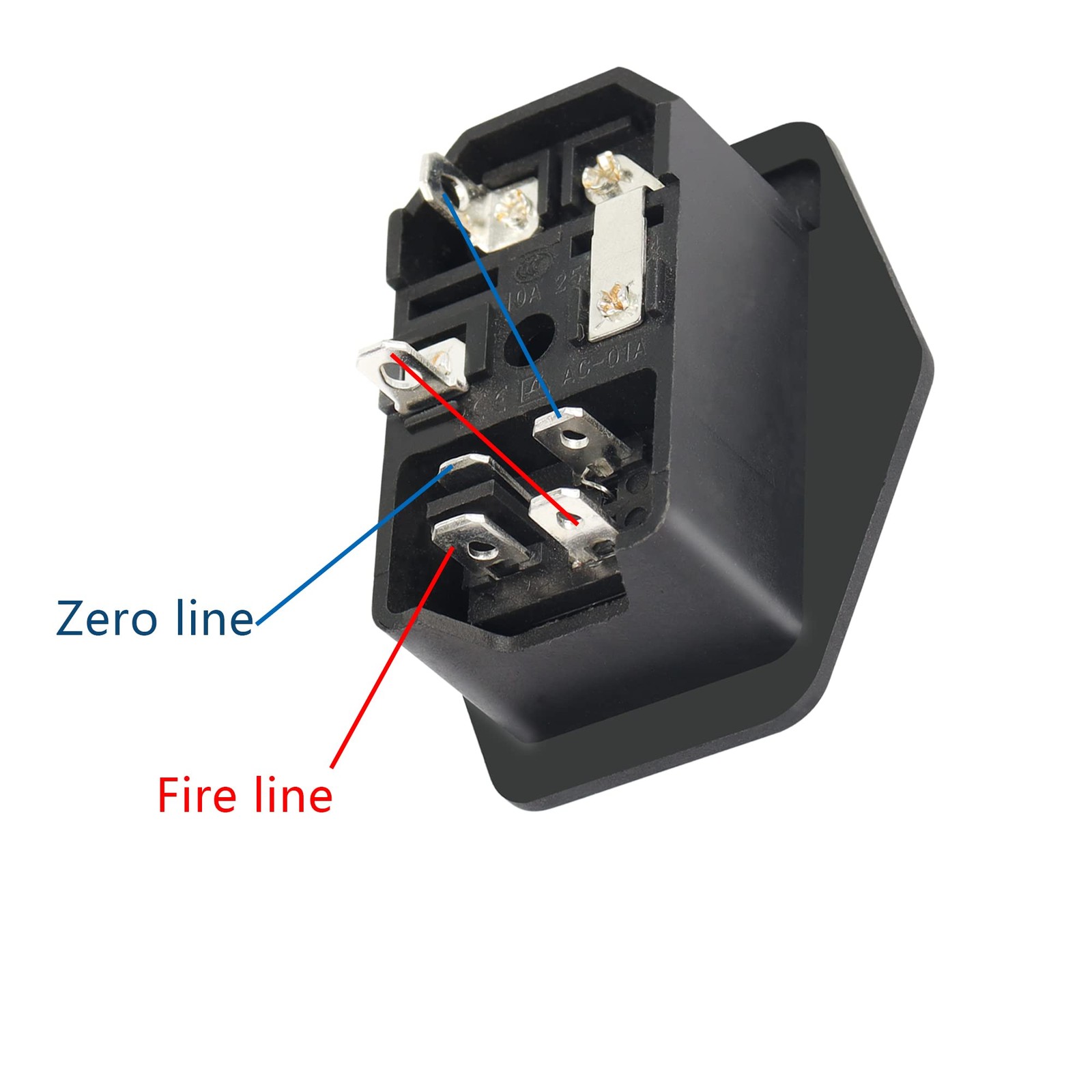10A 250V Rocker Switch Power Socket Inlet Module Plug 10A Fuse with Indicator...