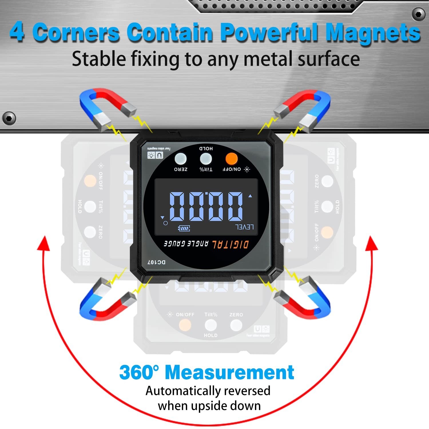 Digital Angle Finder with Laser - Magnetic Inclinometer, Backlit Miter Protracto