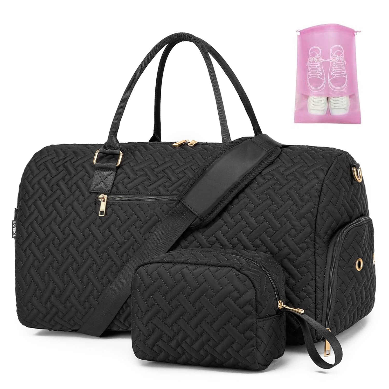 Womens Weekender Duffle Bag - Travel Carry-On with Shoe Pocket  Toiletry