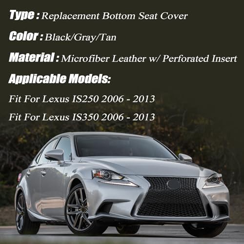 Driver Side Bottom Perforated Leather Seat Cover Tan Compatible with Lexus