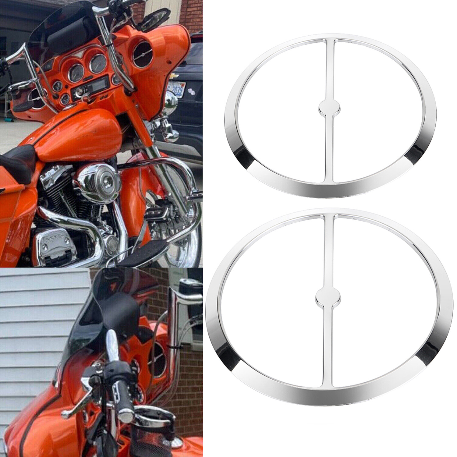 Chrome Speaker Trim Ring Covers For Harley Street Glide Special FLHXS FLHX 14-23