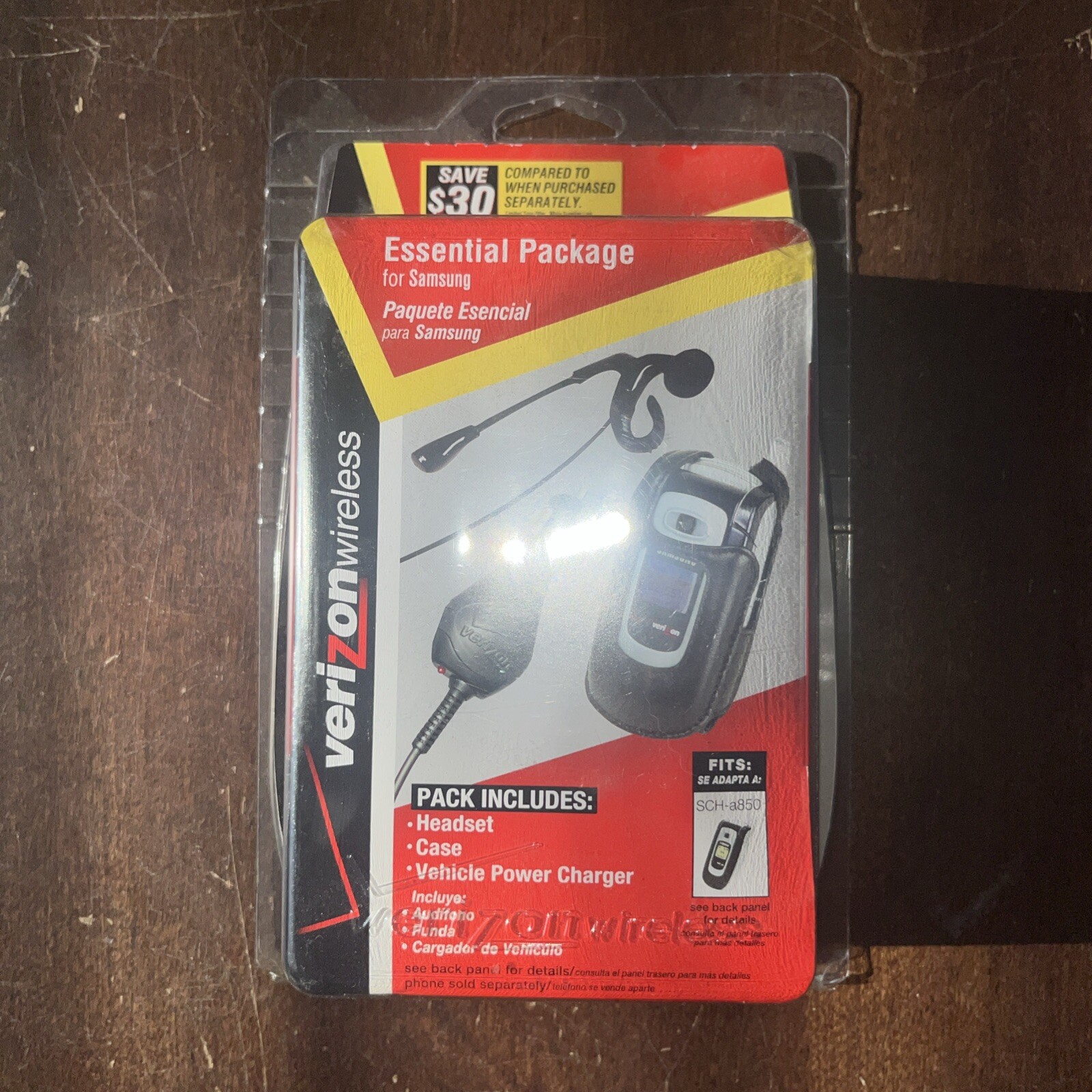 VERIZON Essential Package Headset Leather Case Vehicle Power Charger SCH-a850