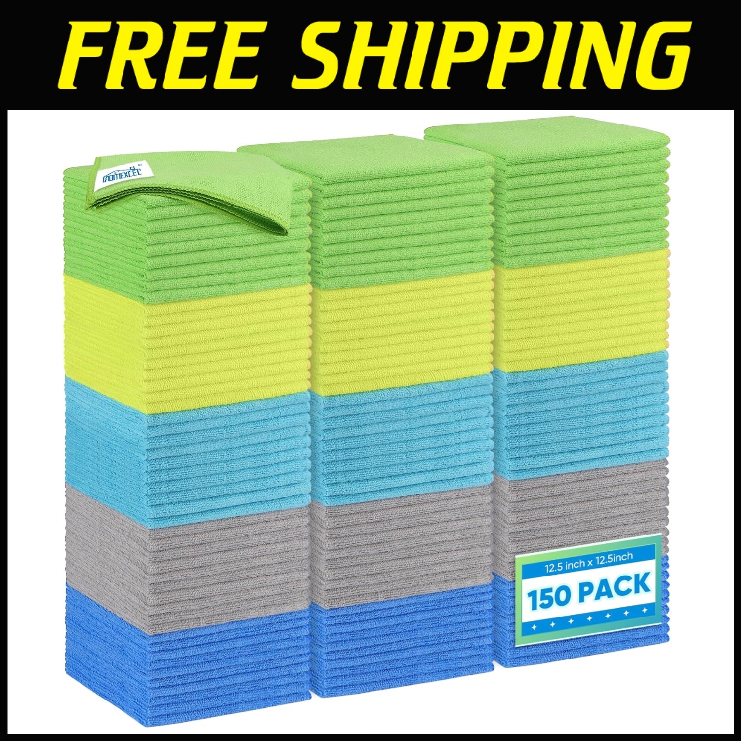 Bulk Pack of 150 Microfiber Cleaning Cloths - Multicolor
