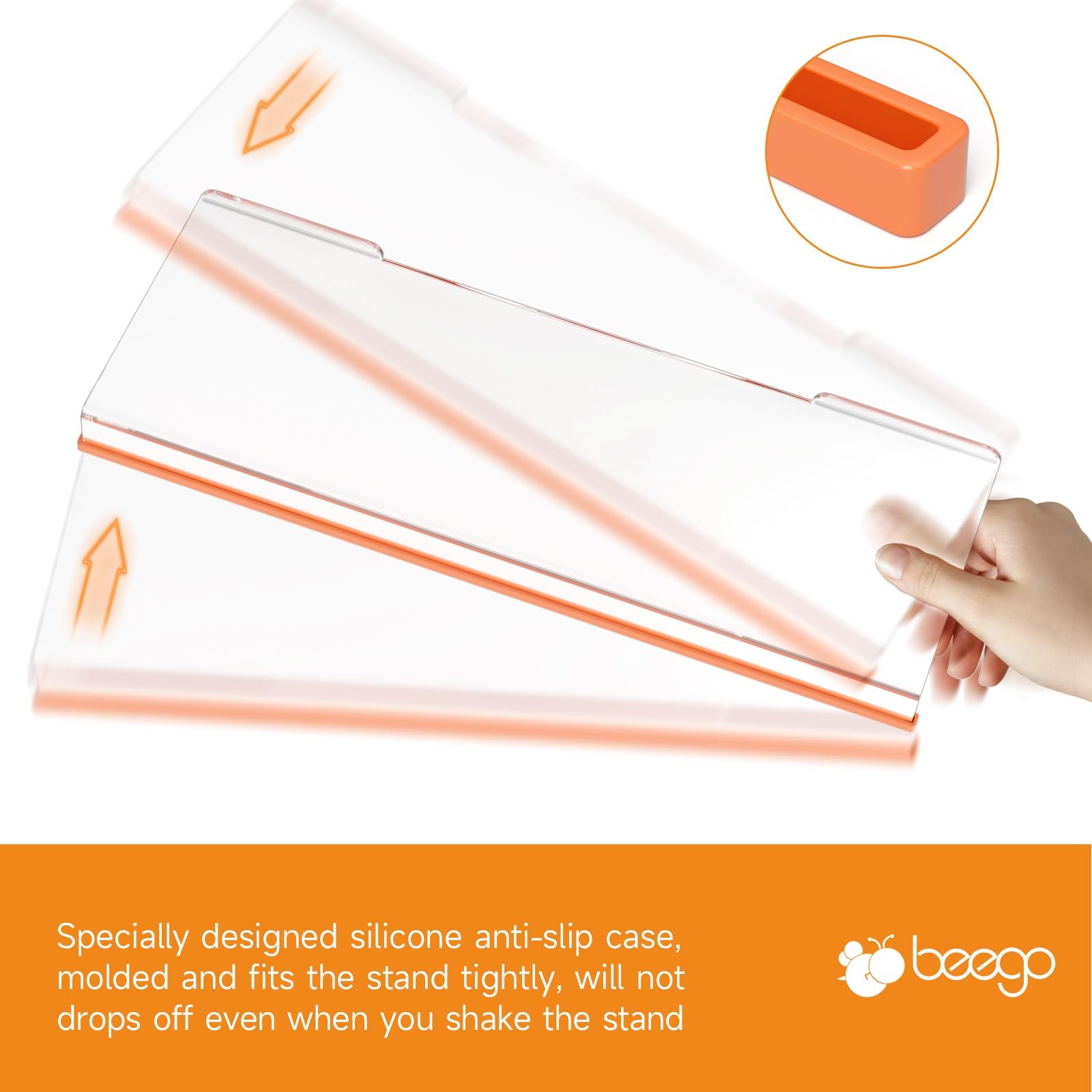 Ergonomic Computer Keyboard Stand Clear Acrylic Riser Tray Orange Strip