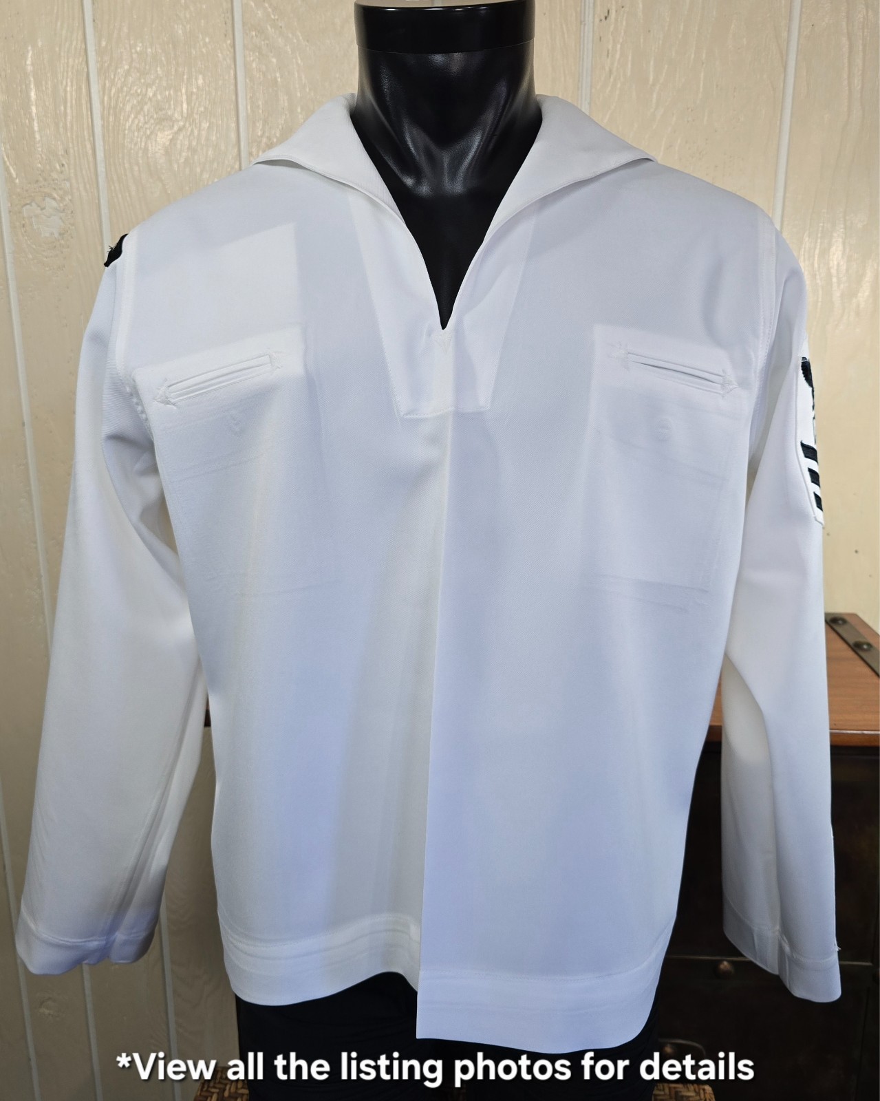 DSCP Quarterdeck Enlisted Jumper Mens Whites Dress Sz 46R White Stars Stripes
