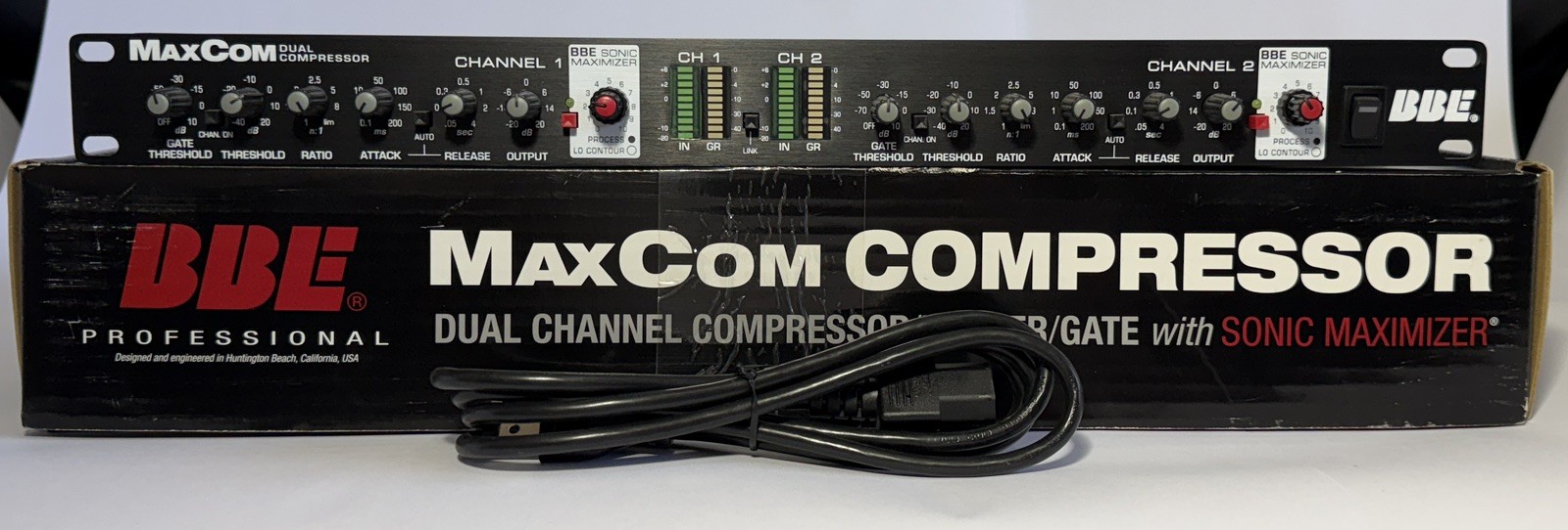 BBE MaxCom Dual Channel Compressor/Limiter/Gate w/ Power Cord & Original Box