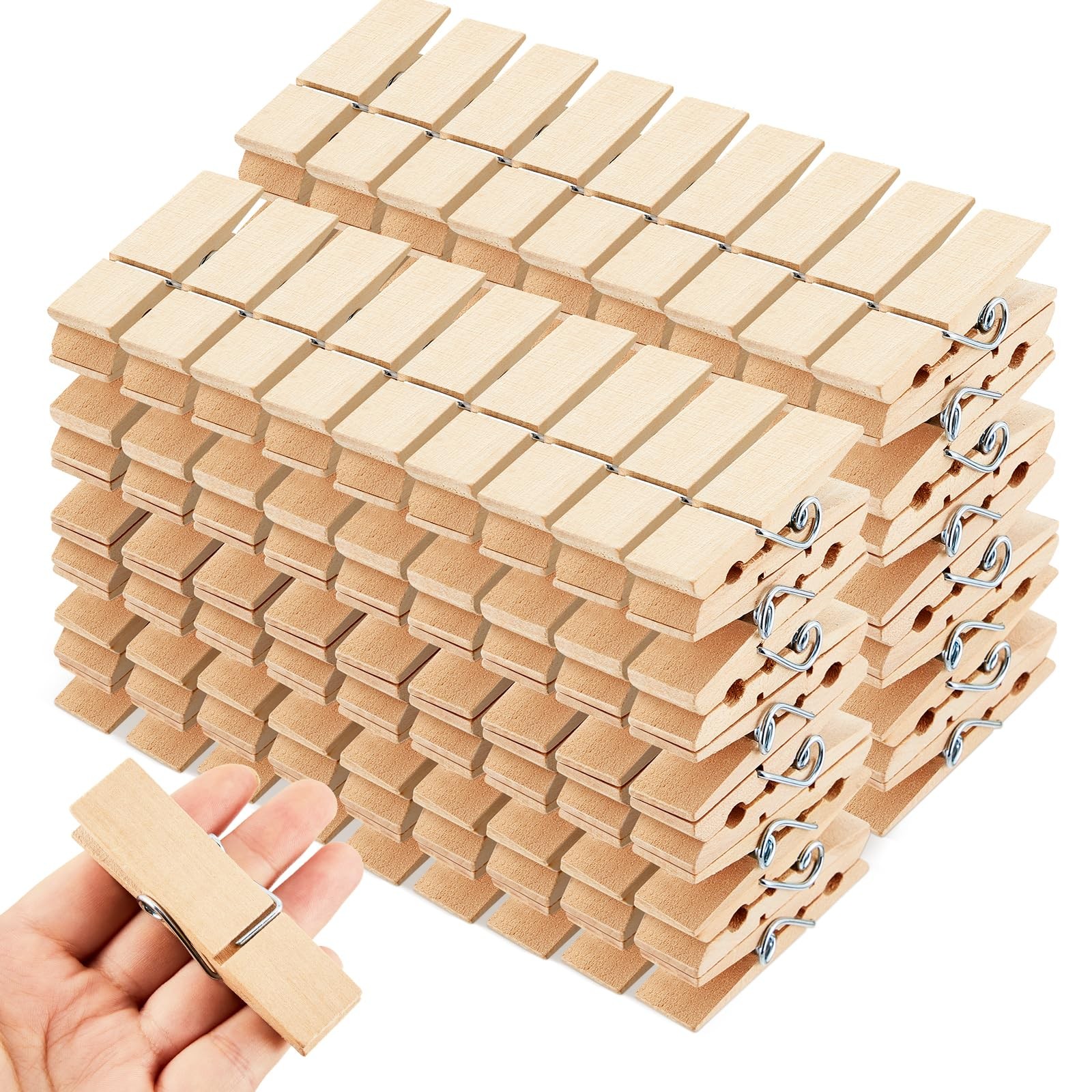Kigley 150 Pcs Large Wooden Clothespins Jumbo Extra Wide 2.83 Inches Beige