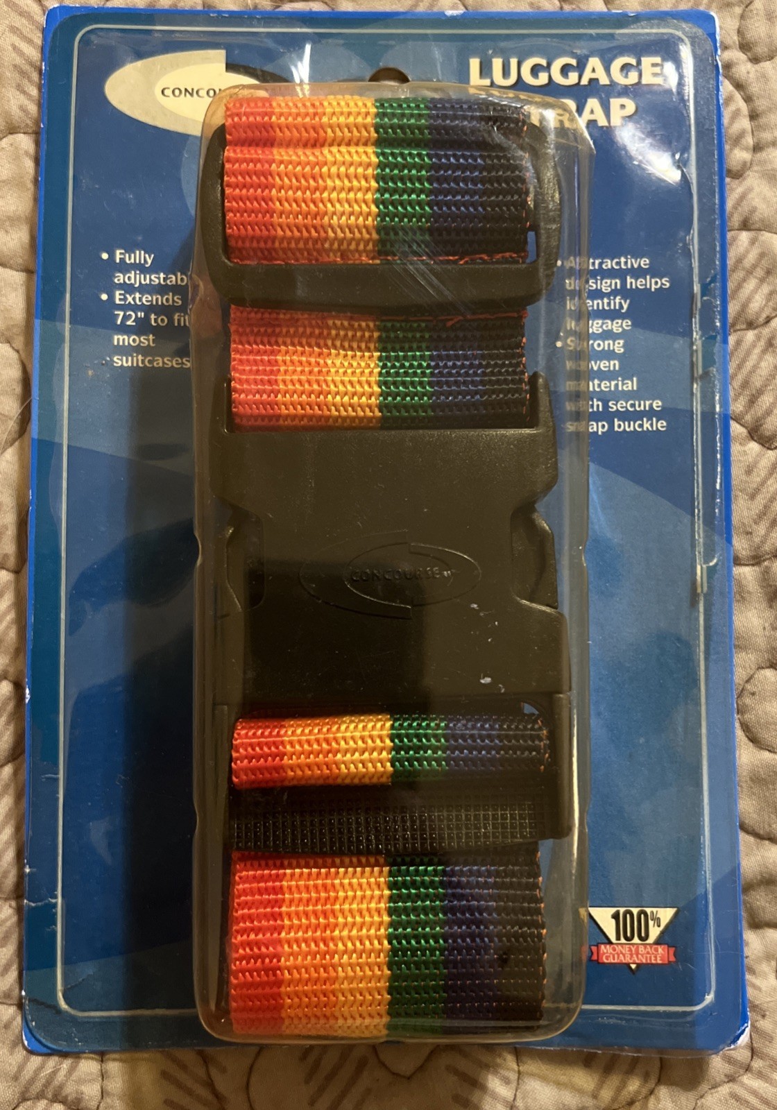 VTG Concourse Rainbow Luggage Belt Strap With Black Buckle Adjustable EUC