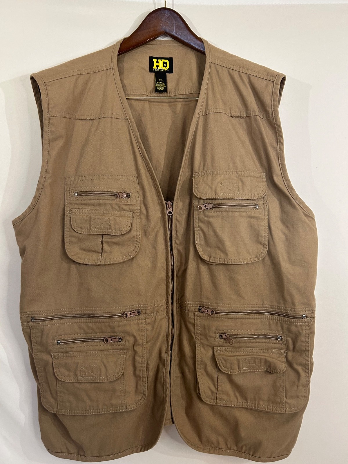 HQ Issue Vest Mens Size 2XL Beige Concealment Tactical Hunting Fishing Vest
