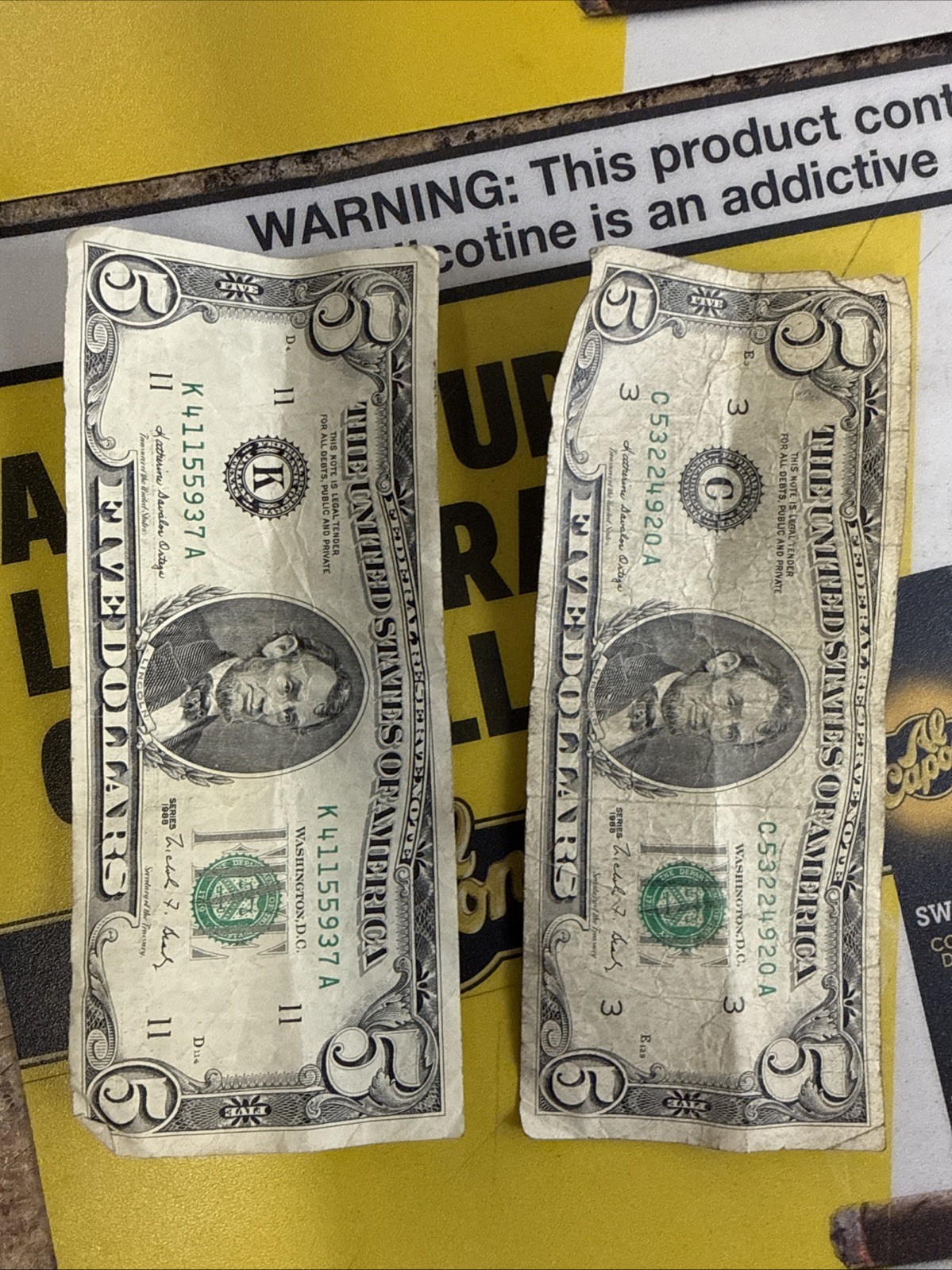 $ 5 Bills Lots Of 2 1988