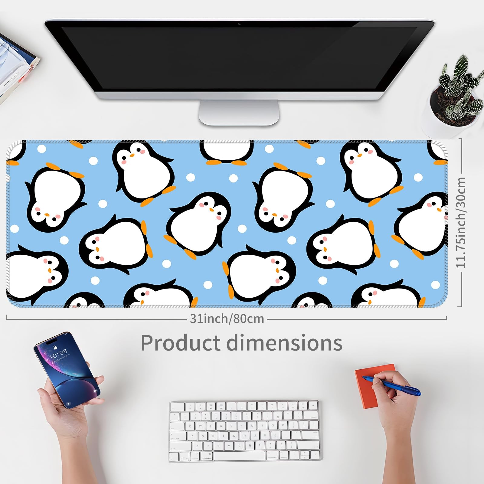 ALTEKO Large Gaming Mouse Pad, Computer Mat, Funny Blue Cute Penguins