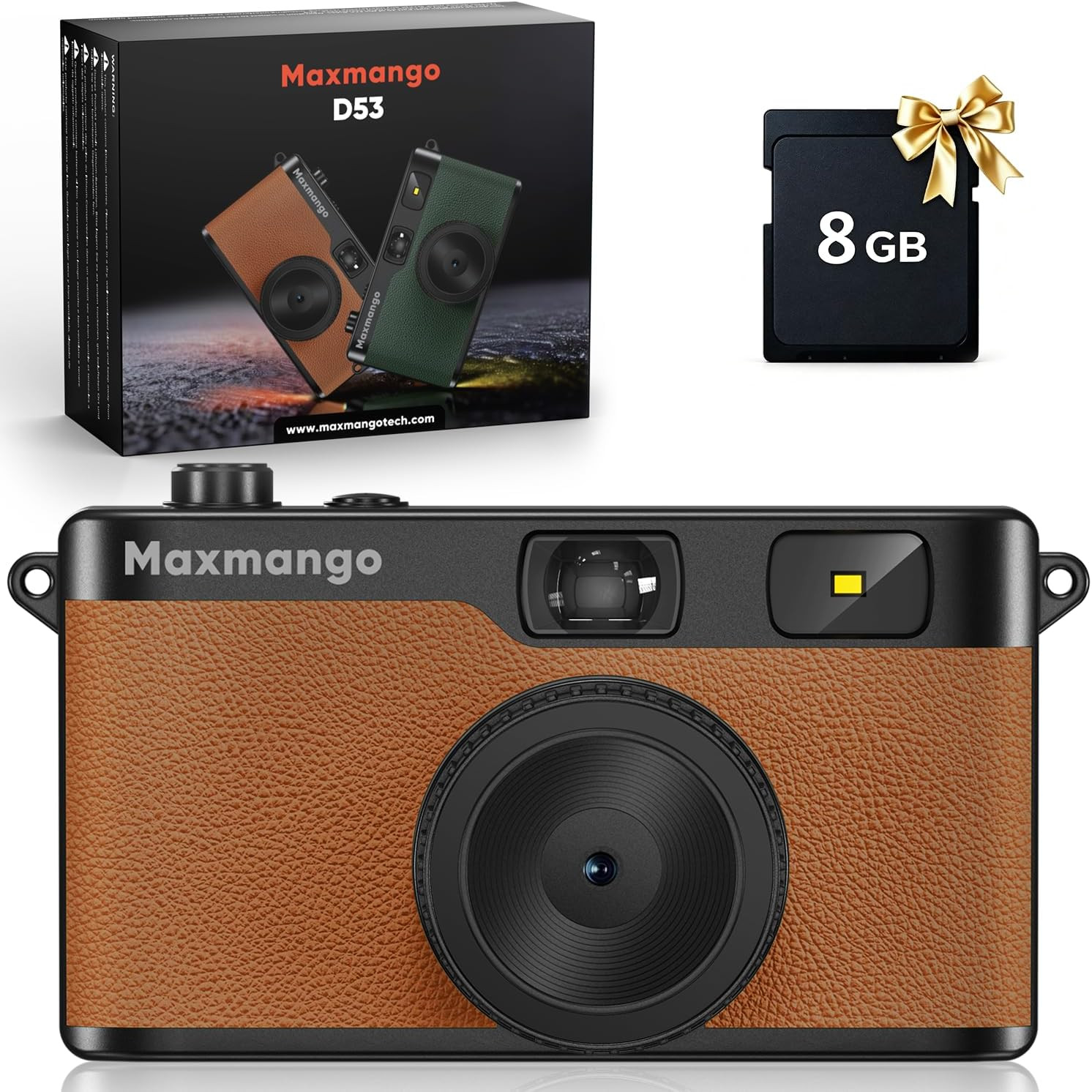12MP Screen-Free Digital Camera Point Shoot Rechargeable 8GB SD Card Reusable