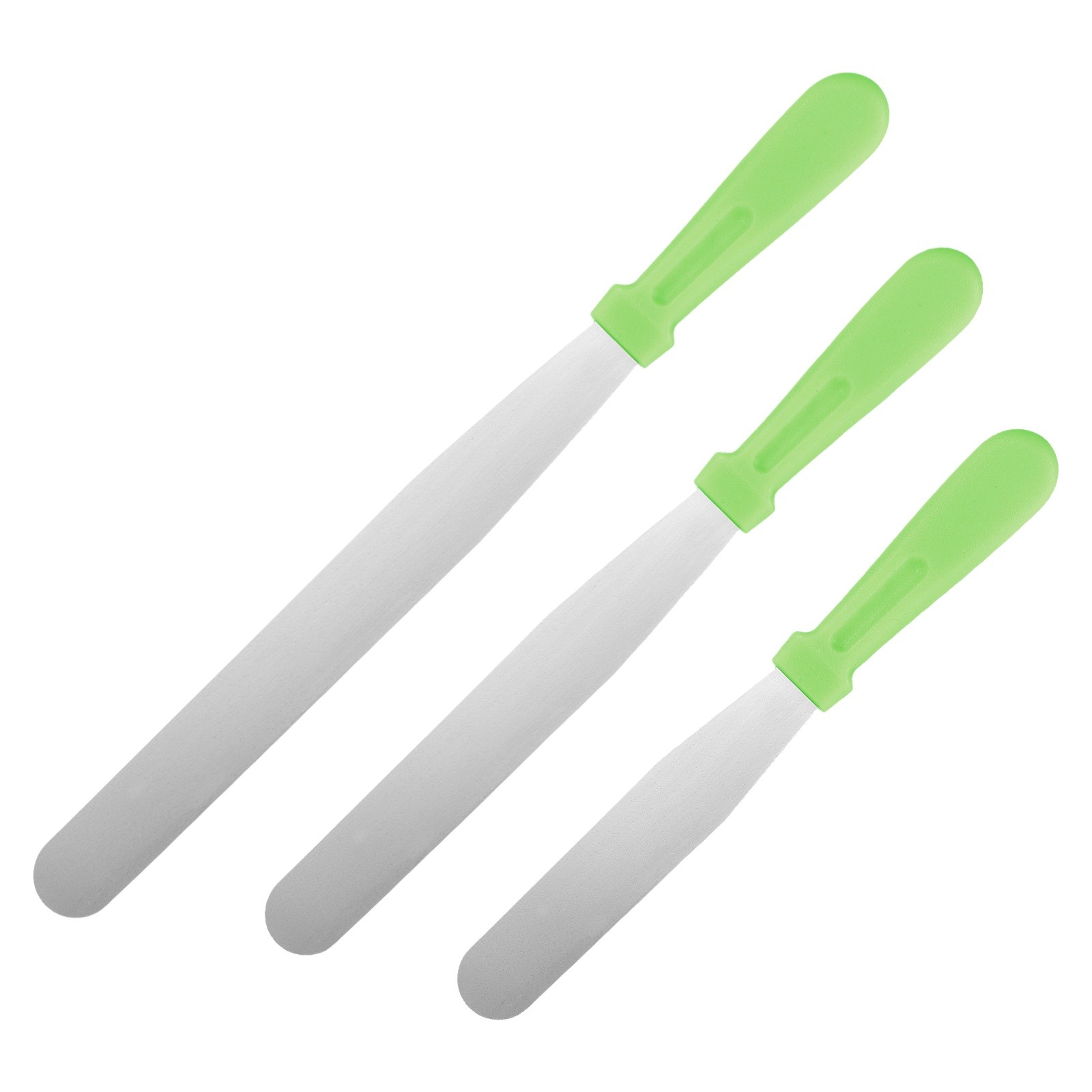 6, 8, 10" Cake Offset Spatula Set of 3 Green (Straight Handle)