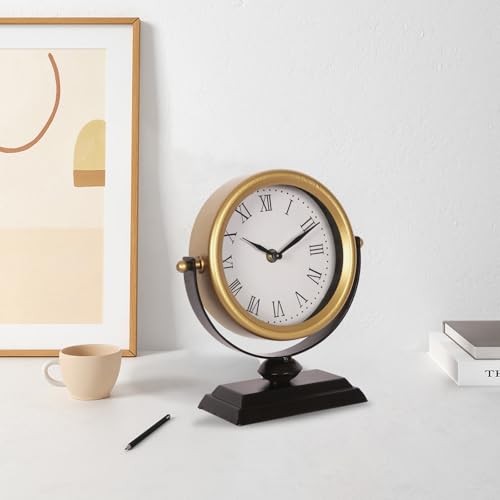 Desk Clock - Classic Vintage Clock and Decorative Shelf Decor,Silent Non