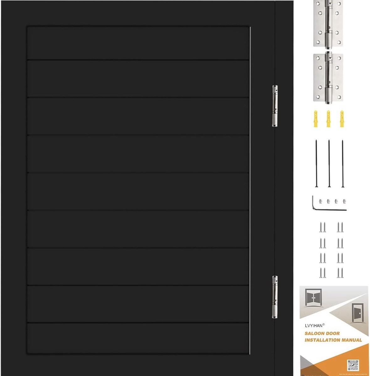 Saloon Swinging Doors 30” x 42”, Black Heavy Duty missing Hardware & Hinges