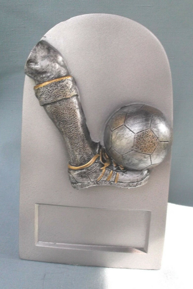 D-SR silver dome SOCCER award trophy resin kicking