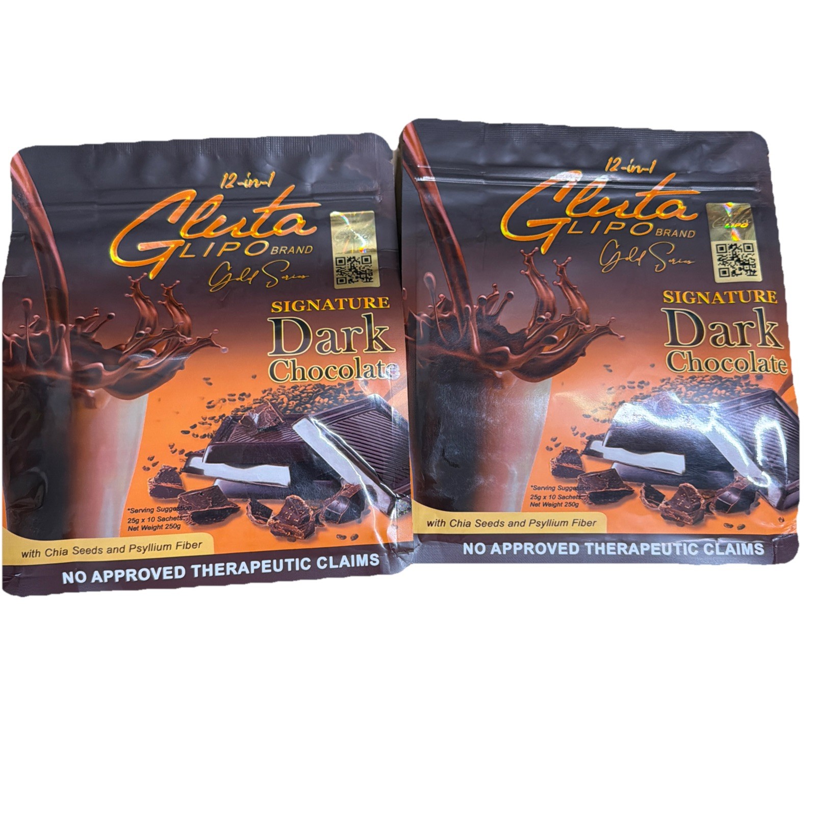 2x Gluta Lipo Dark Chocolate 12-In-1 Detox Slimming & Whitening  20 Sachets