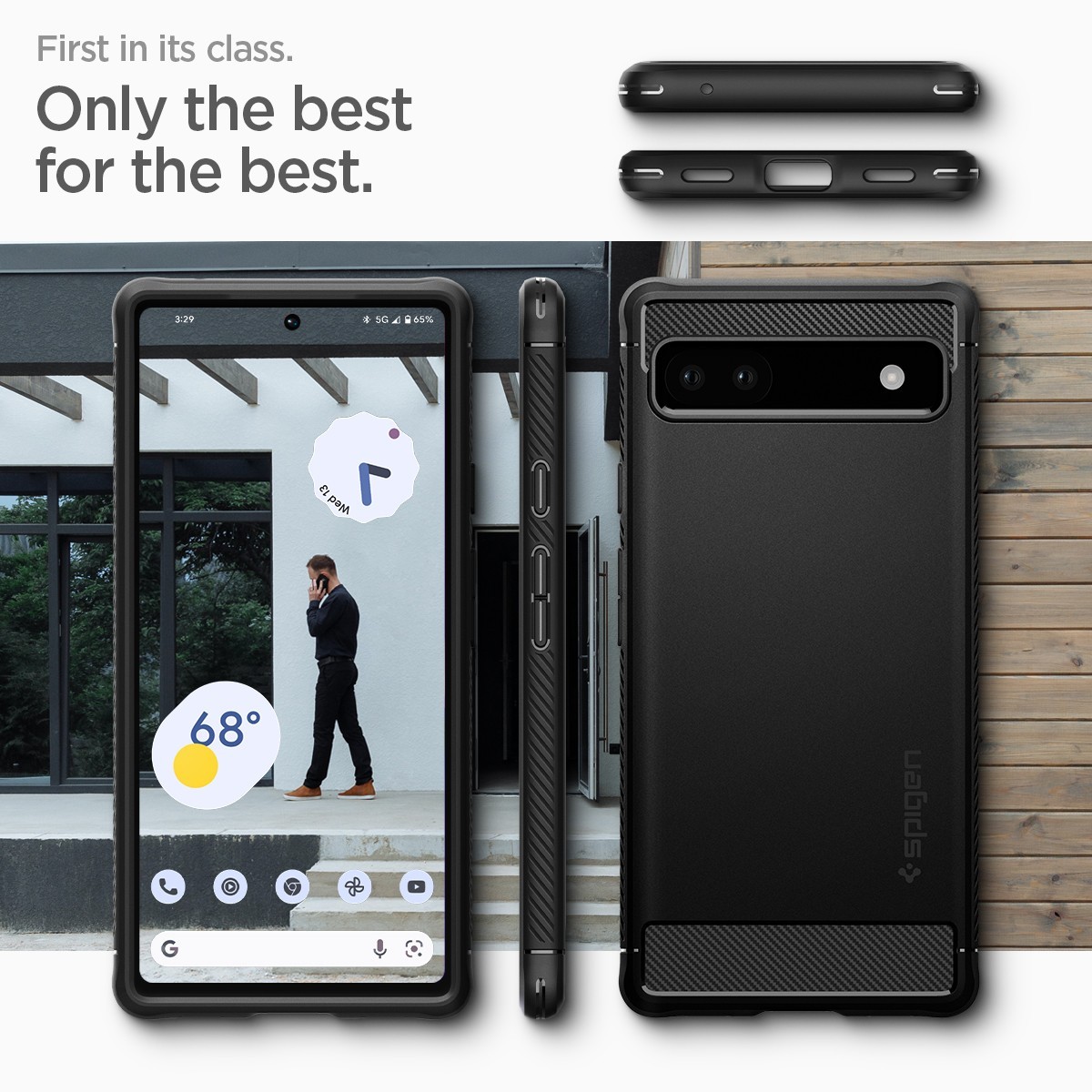 For Google Pixel 6a Case | Spigen [Rugged Armor] Shockproof Slim Cover