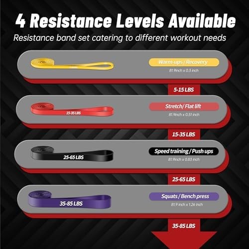 Resistance Bands for Working Out, 4-Level Pull Up Assistance Bands, Exercise ...