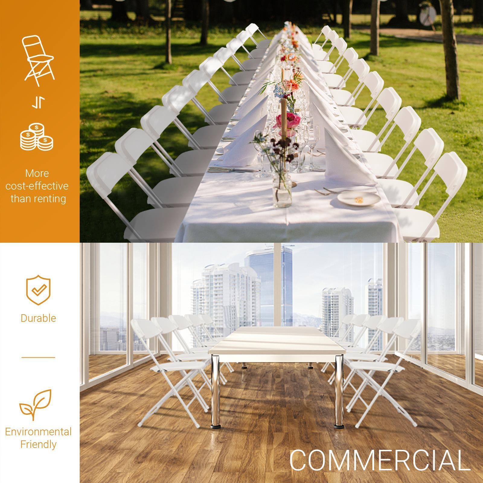 24 Pack Portable Plastic Folding Chairs Party Event Wedding Kitchen Chair White