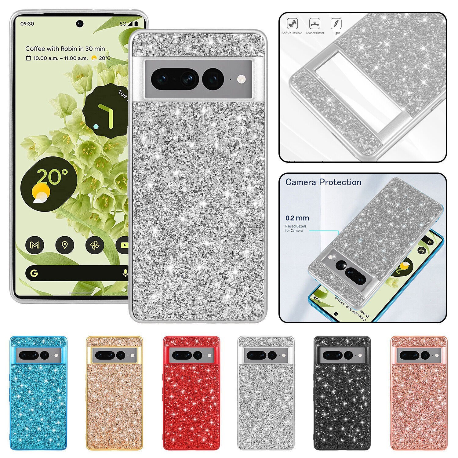 Phone Case Glitter Bling Shockproof Cover For Google Pixel 10 Pro XL 9 Pro 8 7 6