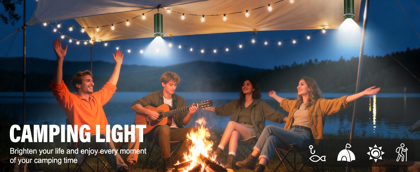 Telescopic Camping Lights,Collapsible Magnetic Camping Lantern | Dimmable USB