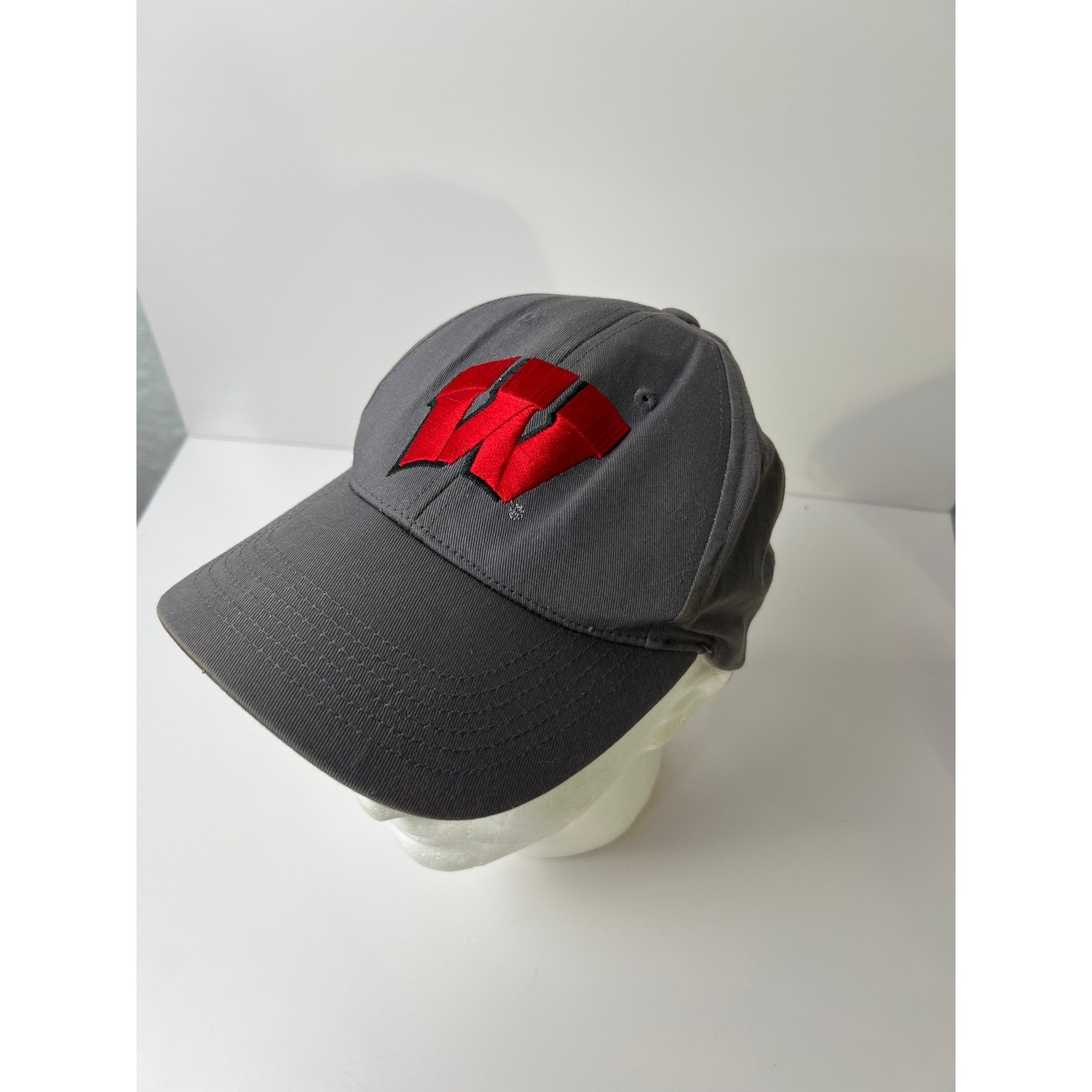 Wisconsin Badgers Gray Embroidered Logo Baseball Cap Hat Adjustable