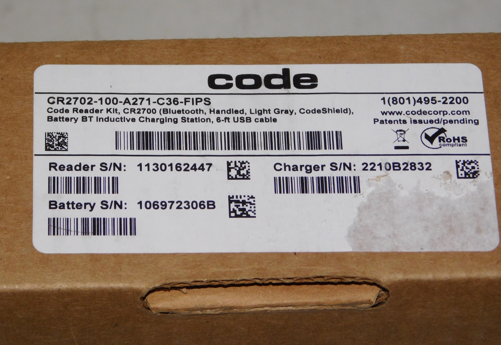 New CODE CR2702-100-A271-C36-FIPS Portable Barcode Scanner Reader Kit Bluetooth