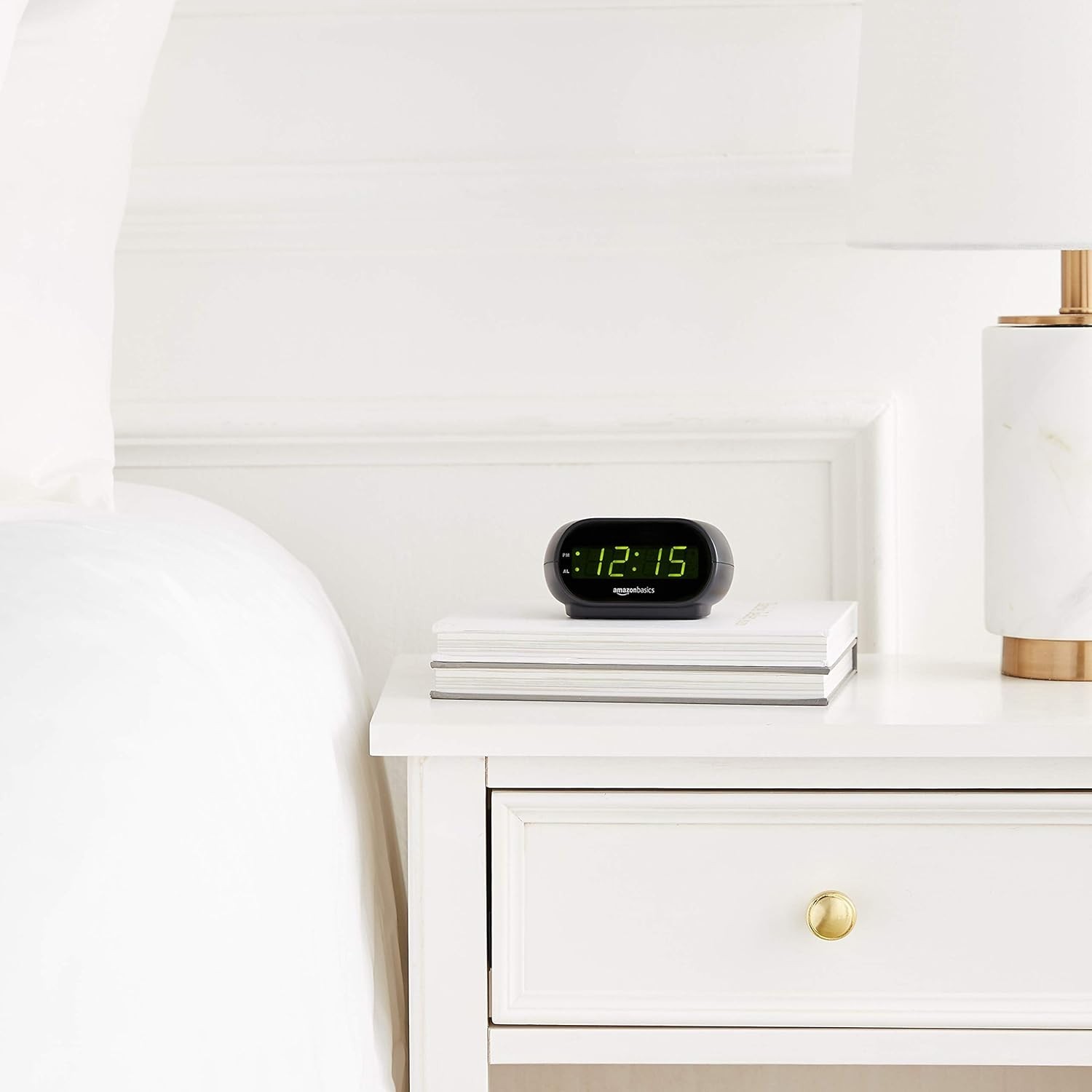 Compact Oval Black Digital Alarm Clock with LED Display & Snooze Functionality