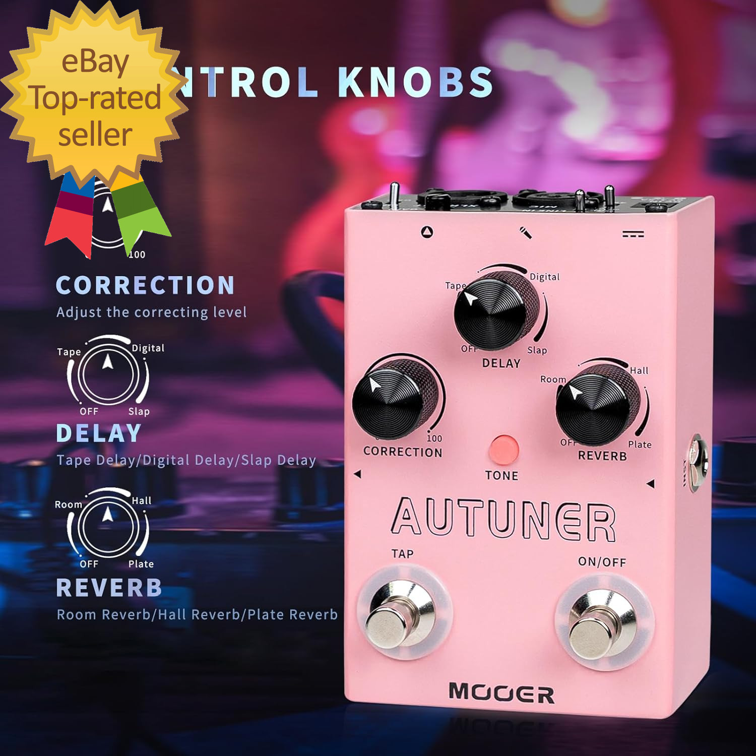Autuner Vocal Effects Processor Voice Pedal Pitch Correction Reverb Delay Guitar